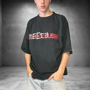 Vintage Mecca USA T Shirt XXL Black Red Y2K Streetwear Baggy Fit Graphic Tee